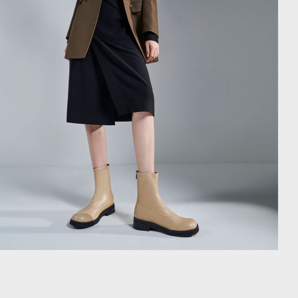 Charles & Keith Round Toe Zip-Up Ankle Boots Sand Size 6/EU36 - Picture 4 of 13